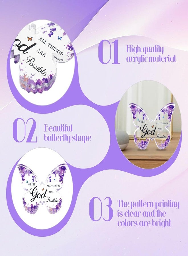 Kifmurase Purple Butterfly Acrylic Office Desk Decor for Women Desk Decoration Accessories Inspirational Purple Birthday Gifts for Women Home Table Decoration - Image 3